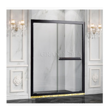 Custom black double panel shower room sliding soft close home enclosure frameless glass barn door shower door with hardware